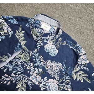7 Diamonds Button Up Shirt Mens Blue Green M Floral Casual